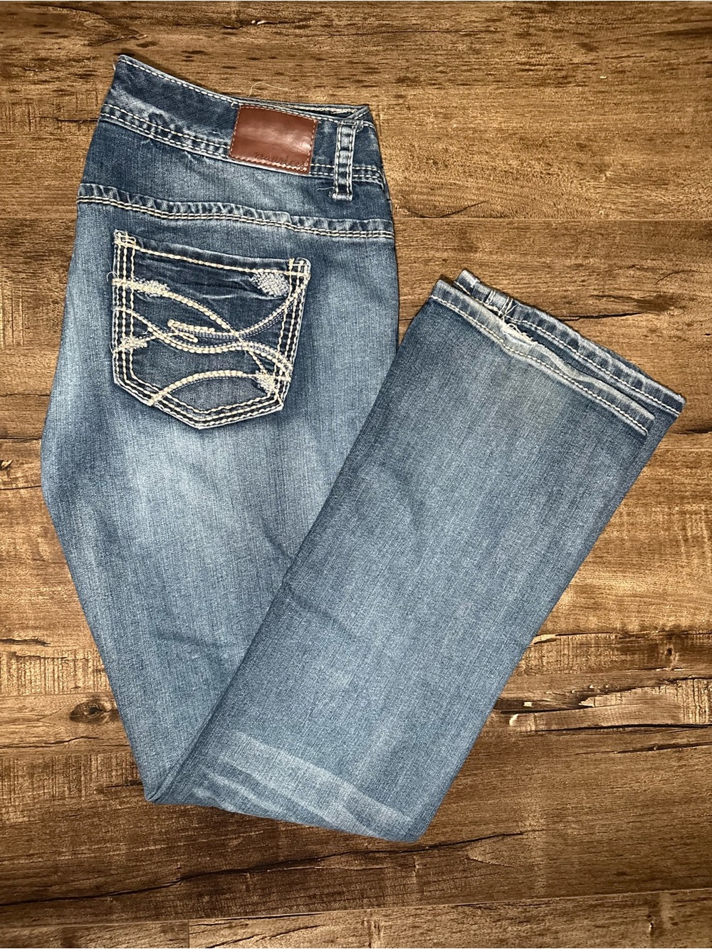 Maurices Light Blue Bootcut Jeans with Contrast Stitching